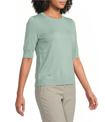 BOSS By Hugo Boss Farbella Virgin Wool Crew Neck Short Sleeve Top