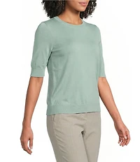 BOSS By Hugo Boss Farbella Virgin Wool Crew Neck Short Sleeve Top