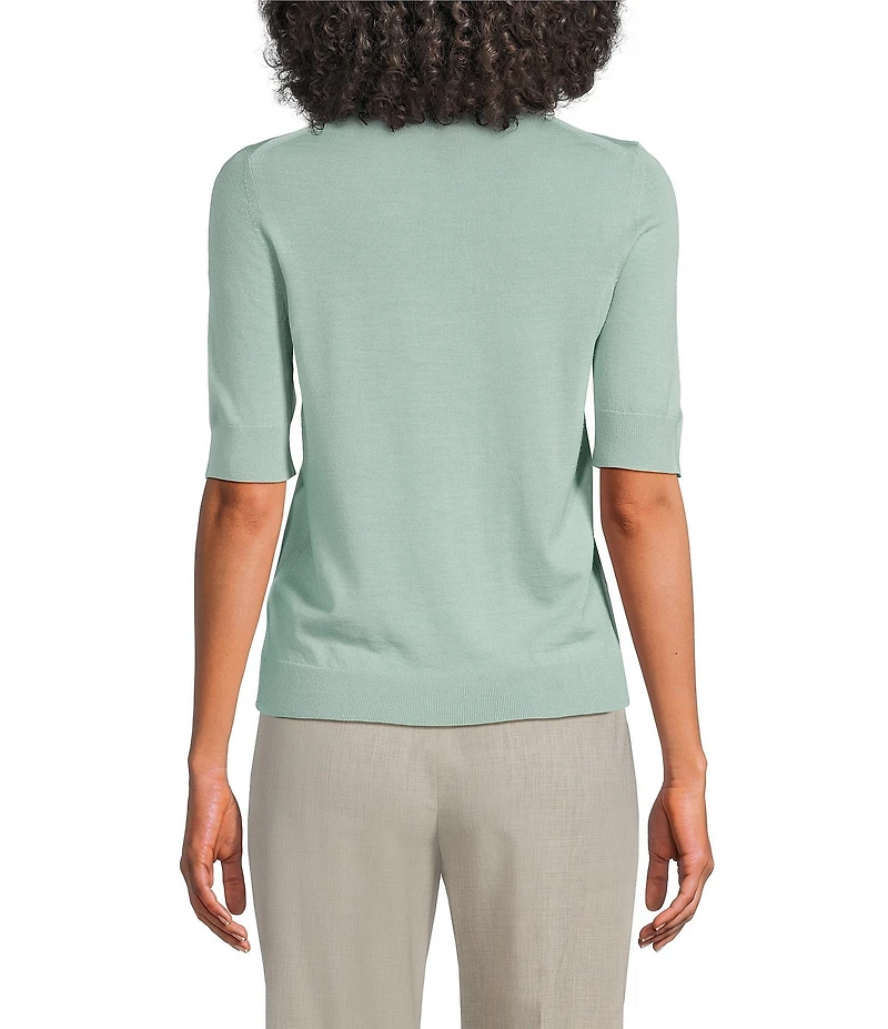 BOSS By Hugo Boss Farbella Virgin Wool Crew Neck Short Sleeve Top