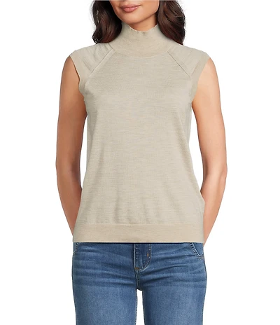 BOSS by Hugo Boss Fipin Wool Knit Turtleneck Cap Sleeve Top