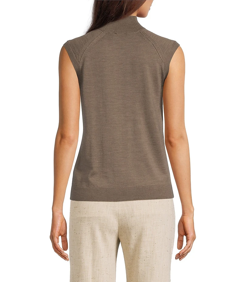 BOSS by Hugo Boss Fipini Super Fine Merino Gauge Turtleneck Cap Sleeve Top