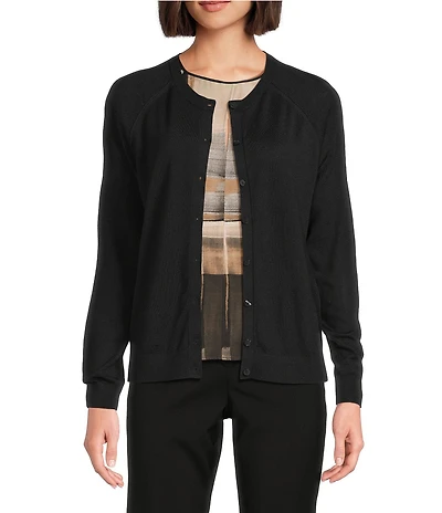 BOSS by Hugo Boss Fonami Virgin Wool Knit Crew Neck long Sleeve Cardigan