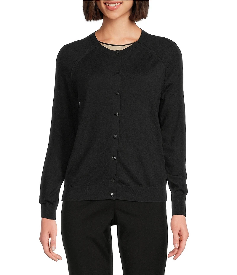 BOSS by Hugo Boss Fonami Virgin Wool Knit Crew Neck long Sleeve Cardigan