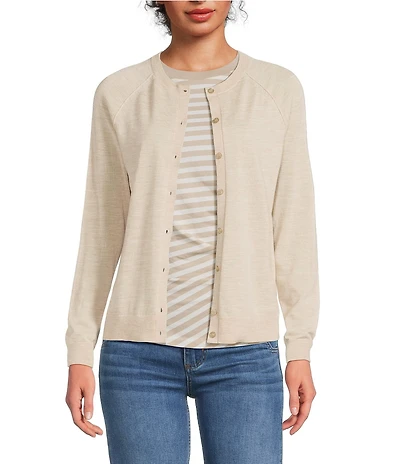 BOSS by Hugo Boss Fonami Virgin Wool Knit Crew Neck long Sleeve Cardigan