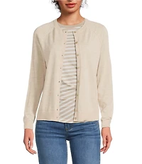 BOSS by Hugo Boss Fonami Virgin Wool Knit Crew Neck long Sleeve Cardigan