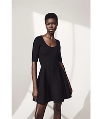 BOSS By Hugo Boss Frankina Compact Knit Scoop Neck Short Sleeve Fit-And-Flare Dress