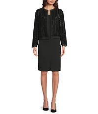 BOSS By Hugo Boss Hand Beaded Round Neck Long Sleeve Bolero Jacket