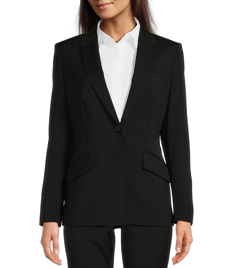 BOSS by Hugo Boss Jabinalah Virgin Wool Notch Lapel Collar Long Sleeve One-Button Blazer