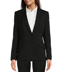 BOSS by Hugo Boss Jabinalah Virgin Wool Notch Lapel Collar Long Sleeve One-Button Blazer