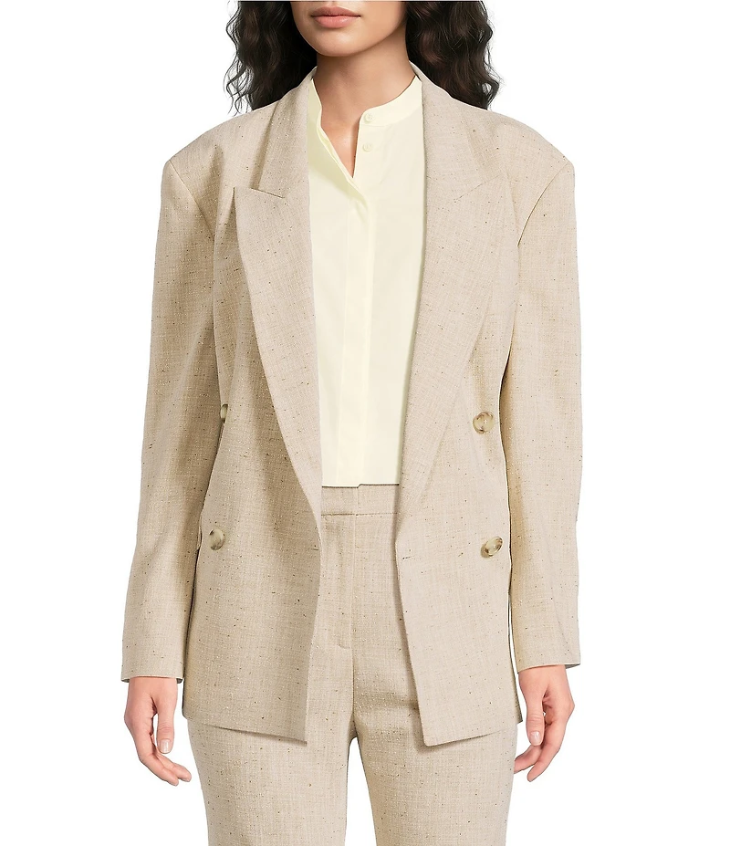 BOSS by Hugo Boss Jaleto Textured Slub Woven Double Breasted Blazer