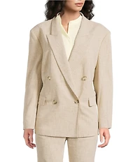 BOSS by Hugo Boss Jaleto Textured Slub Woven Double Breasted Blazer