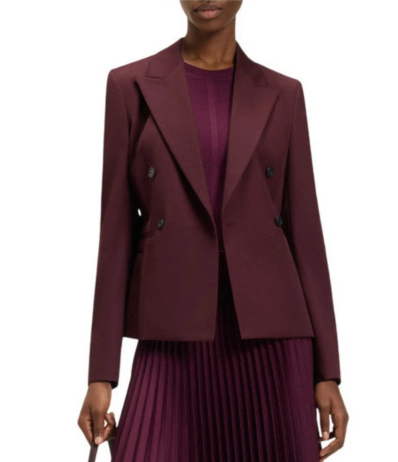 BOSS by Hugo Boss Jiama Twill Wool Notch Lapel Long Sleeve Double Breasted Blazer