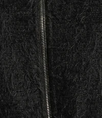 BOSS By Hugo Boss Jocalen Wool Blend Eyelash Fringe Notch Collar Long Sleeve Cropped Jacket