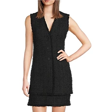 BOSS By Hugo Boss Jokilana Coordinating Fringe Tweed V-Neck Sleeveless Vest Tunic