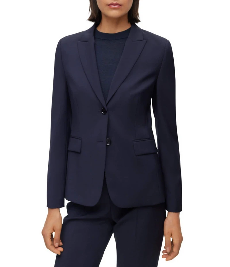 BOSS by Hugo Boss Juleah Virgin Wool Peak Lapel Collar Two-Button Coordinating Blazer Jacket