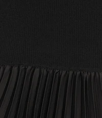 BOSS by Hugo Boss Mixed-Media Crew Neck Short Sleeve A-Line Pleated Dress
