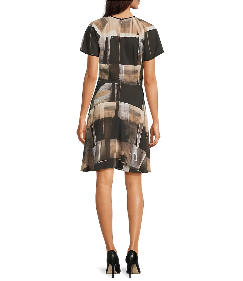 BOSS by Hugo Boss Painted Print Crew Neck Short Sleeve Dress