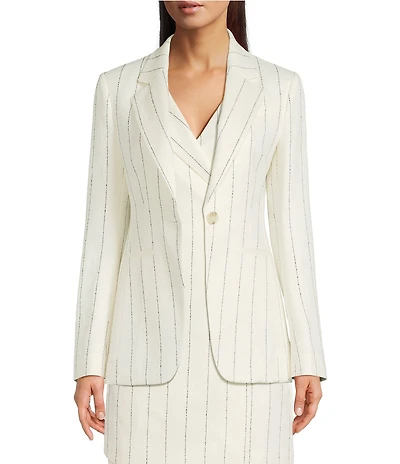 BOSS by Hugo Boss Pinstripe Point Lapel Long Sleeve Single Breasted Blazer