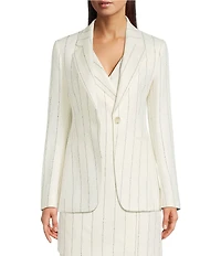 BOSS by Hugo Boss Pinstripe Point Lapel Long Sleeve Single Breasted Blazer