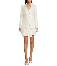 BOSS by Hugo Boss Pinstripe Point Lapel Long Sleeve Single Breasted Blazer