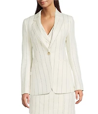 BOSS by Hugo Boss Pinstripe Point Lapel Long Sleeve Single Breasted Blazer