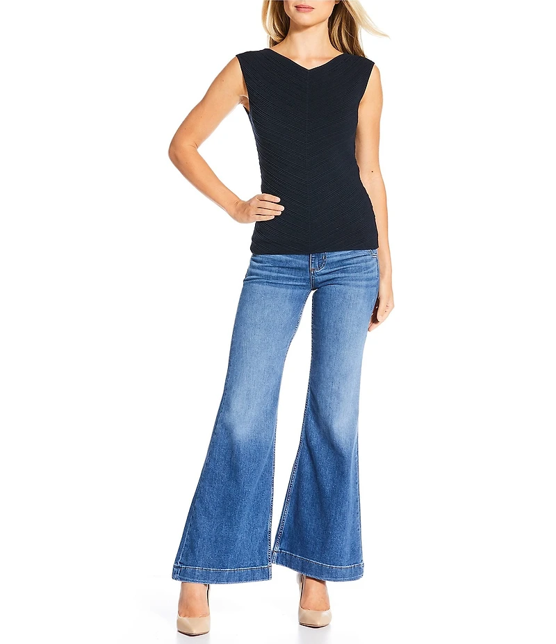 BOSS by Hugo Boss Rosalya Silk Cotton Blend Denim Flared Jeans