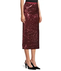 BOSS By Hugo Boss Sequin Knit Contrast Midi Skirt