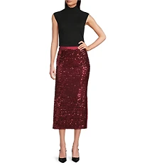 BOSS By Hugo Boss Sequin Knit Contrast Midi Skirt