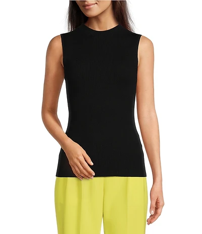 BOSS by Hugo Boss Solid Knit Mock Neck Sleeveless Coordinating Tank Top
