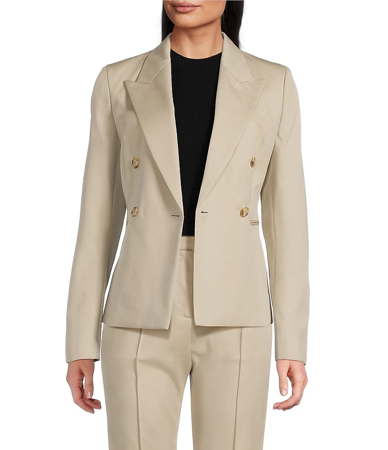 BOSS By Hugo Boss Twill Notch Lapel Long Sleeve Double Breasted Blazer