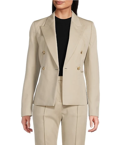 BOSS By Hugo Boss Twill Notch Lapel Long Sleeve Double Breasted Blazer