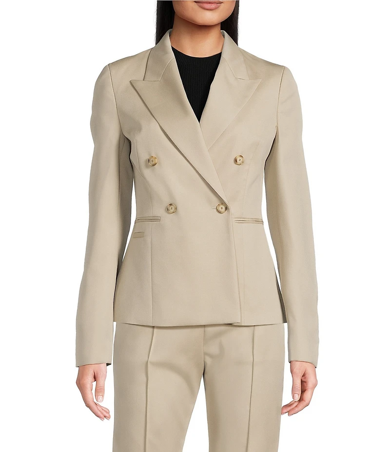 BOSS By Hugo Boss Twill Notch Lapel Long Sleeve Double Breasted Blazer