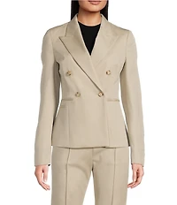 BOSS By Hugo Boss Twill Notch Lapel Long Sleeve Double Breasted Blazer