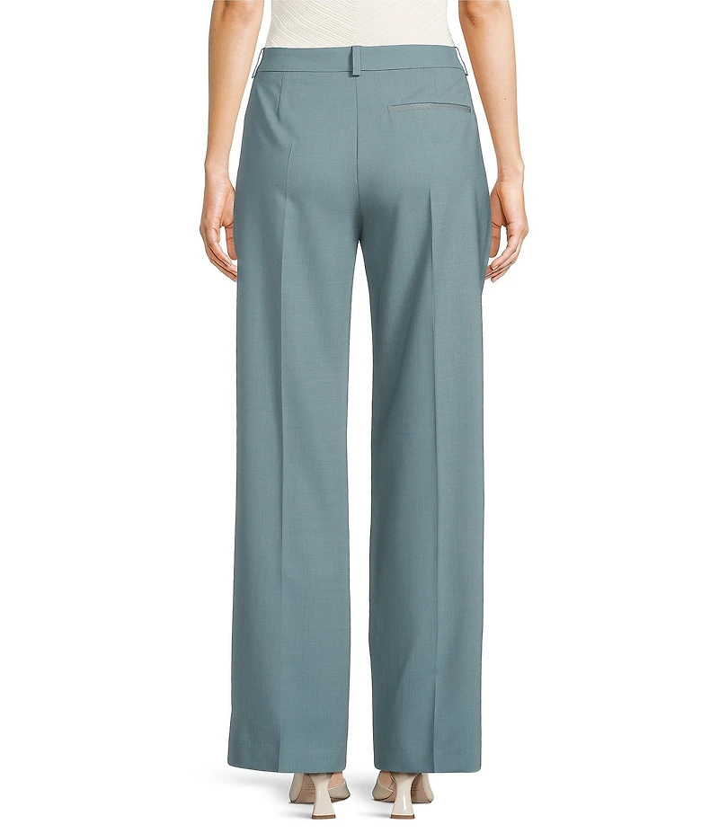 BOSS by Hugo Boss Virgin Wool Flat Front Straight Pants