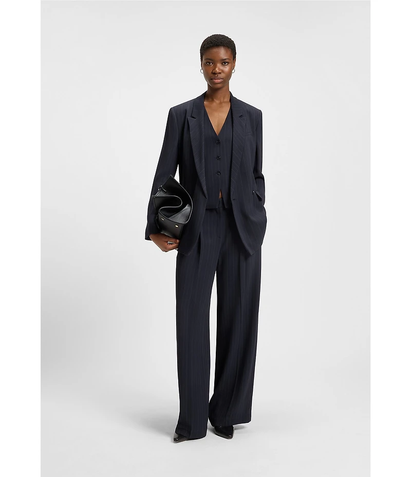 BOSS By Hugo Boss Woven Pinstripe Point Lapel Long Sleeve Blazer
