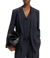 BOSS By Hugo Boss Woven Pinstripe Point Lapel Long Sleeve Blazer