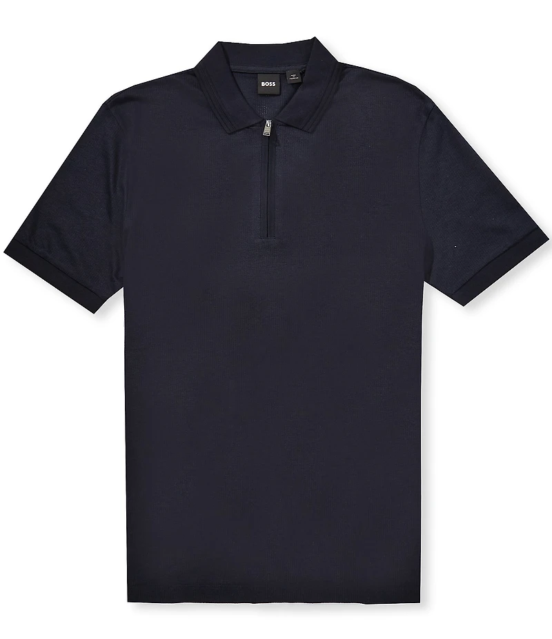 BOSS H-Paras Quarter-Zip Short Sleeve Polo Shirt