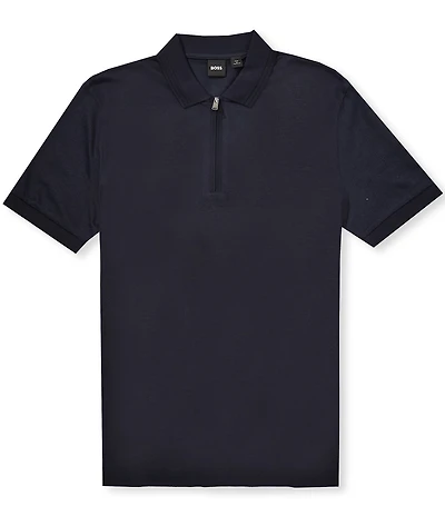 BOSS H-Paras Quarter-Zip Short Sleeve Polo Shirt