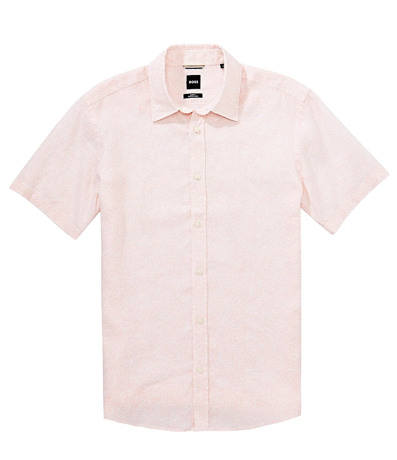 BOSS Slim Fit Roan Floral Print Short Sleeve Woven Shirt