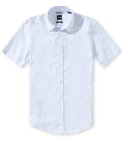 BOSS Slim Fit Roan Floral Print Short Sleeve Woven Shirt