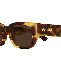 Bottega Veneta Men's Intrecciato Wirecore 51mm Havana Rectangle Sunglasses