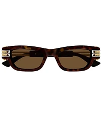 Bottega Veneta Unisex Bolt 50mm Tortoise Rectangle Statement Sunglasses