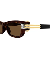 Bottega Veneta Unisex Bolt 50mm Tortoise Rectangle Statement Sunglasses