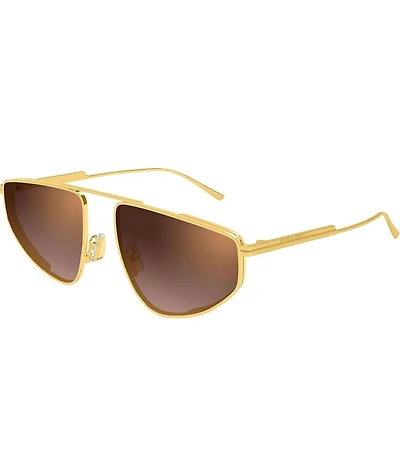 Bottega Veneta Unisex Light Ribbon 59mm Mirrored Navigator Sunglasses