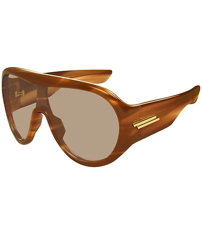 Bottega Veneta Unisex Ribbon Mask 99mm Havana Shield Sunglasses