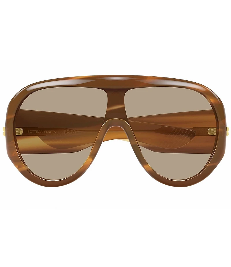 Bottega Veneta Unisex Ribbon Mask 99mm Havana Shield Sunglasses
