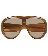 Bottega Veneta Unisex Ribbon Mask 99mm Havana Shield Sunglasses