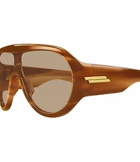 Bottega Veneta Unisex Ribbon Mask 99mm Havana Shield Sunglasses