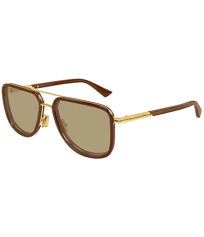 Bottega Veneta Unisex Ribbon Metal Combi 56mm Navigator Sunglasses