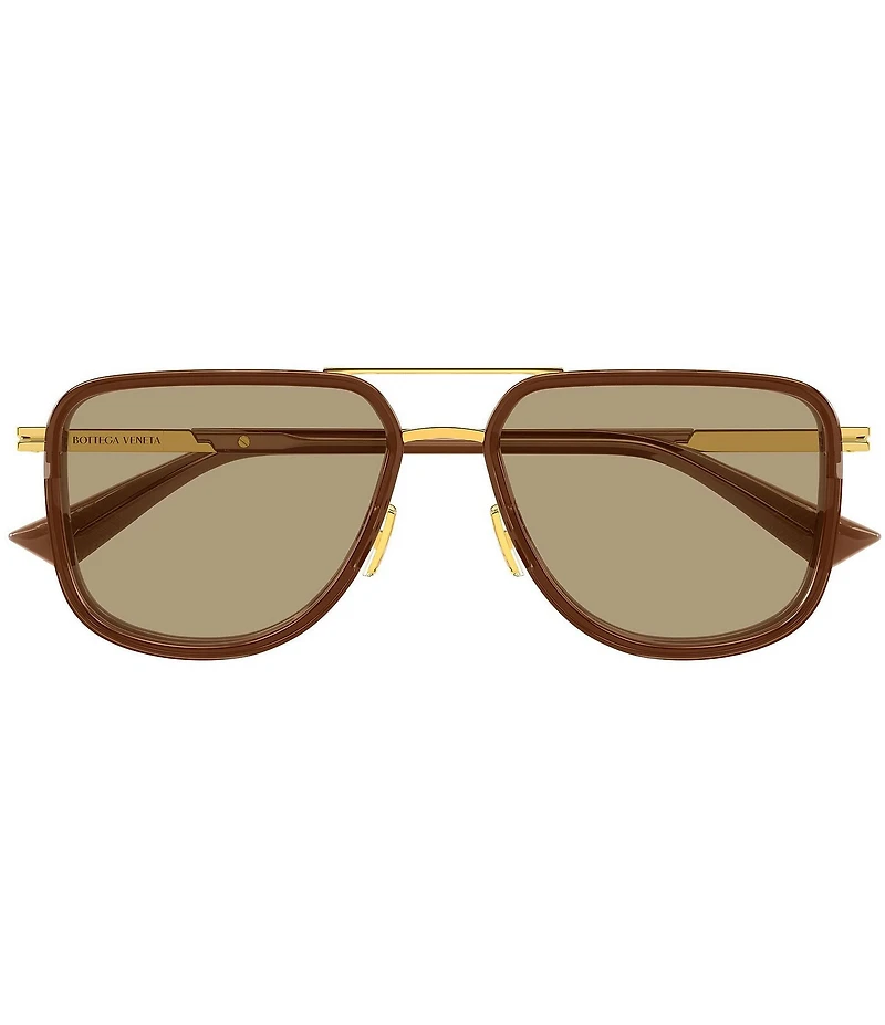 Bottega Veneta Unisex Ribbon Metal Combi 56mm Navigator Sunglasses